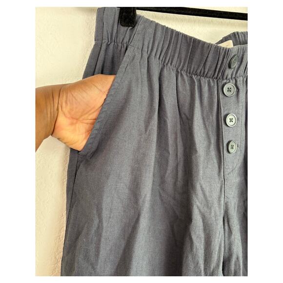 Ann Taylor Loft Gray Linen Pants Sz Med High Rise Elastic Waist Minimalist - Picture 5 of 13